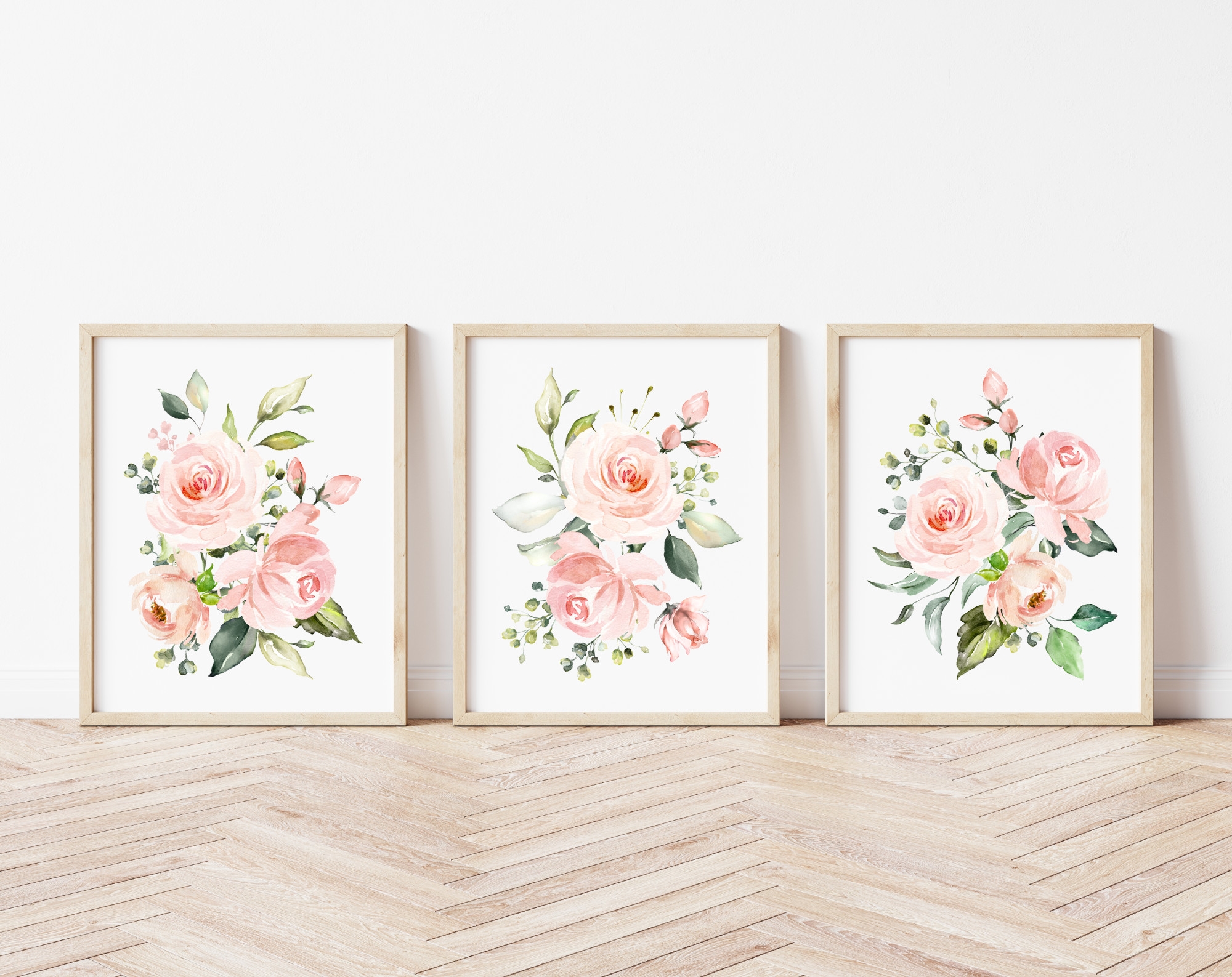 Pink Flowers Nursery Prints Set Of 3 Nursery Wall Art Decor