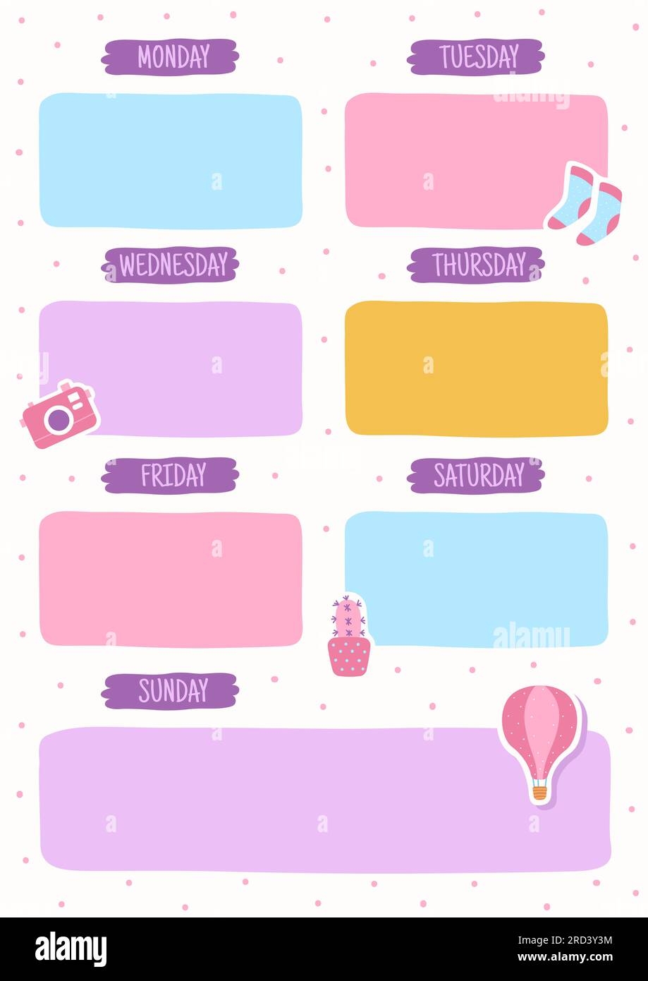 Planner List Weekly Blank Reminder Page School Timetable Organizer Printable Template Girly Cute Stationery Frame For Text Monday Tuesday And Stock Vector Image Art Alamy