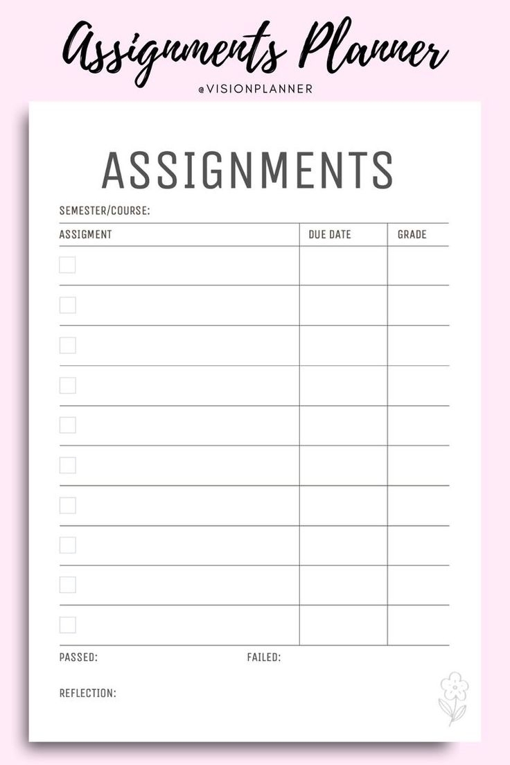 Printable Assignment Planner Stay Organized