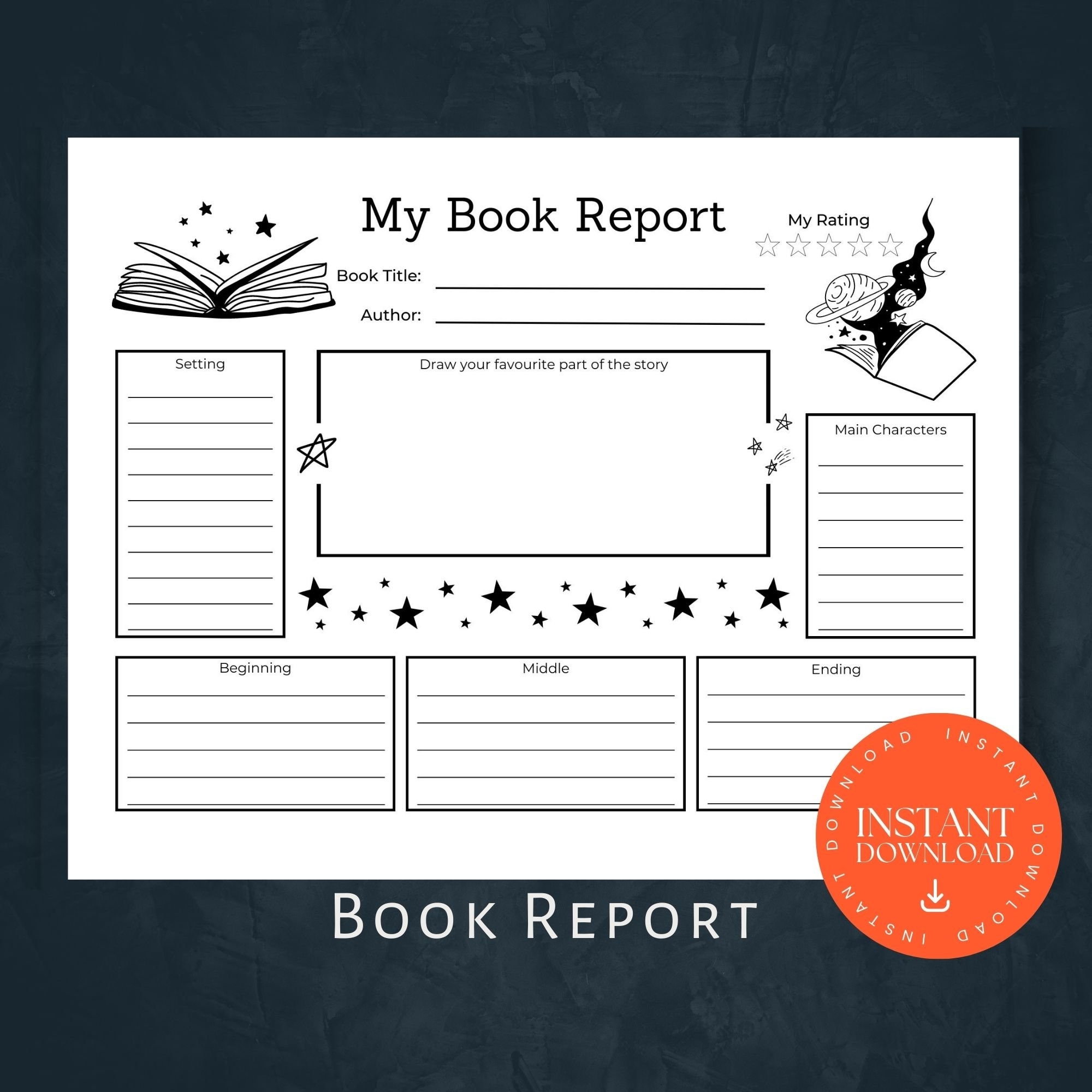 Printable Book Report INSTANT DOWNLOAD Printable Activity Book Report Template Book Review Book Report Printable Home School Reading Etsy UK