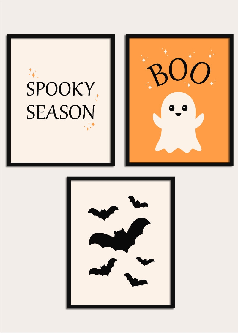 Printable Halloween Wall Art Chevron Lemon