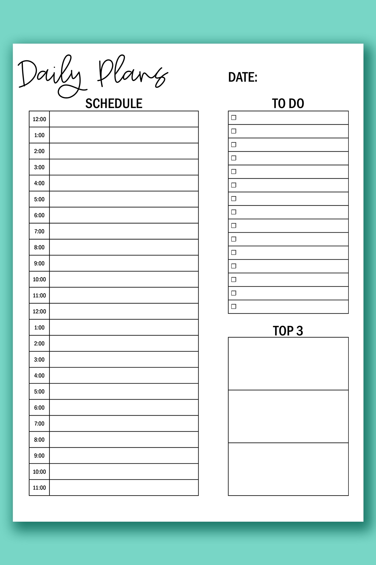 free printable cute hourly planner free printable cute hourly planner
