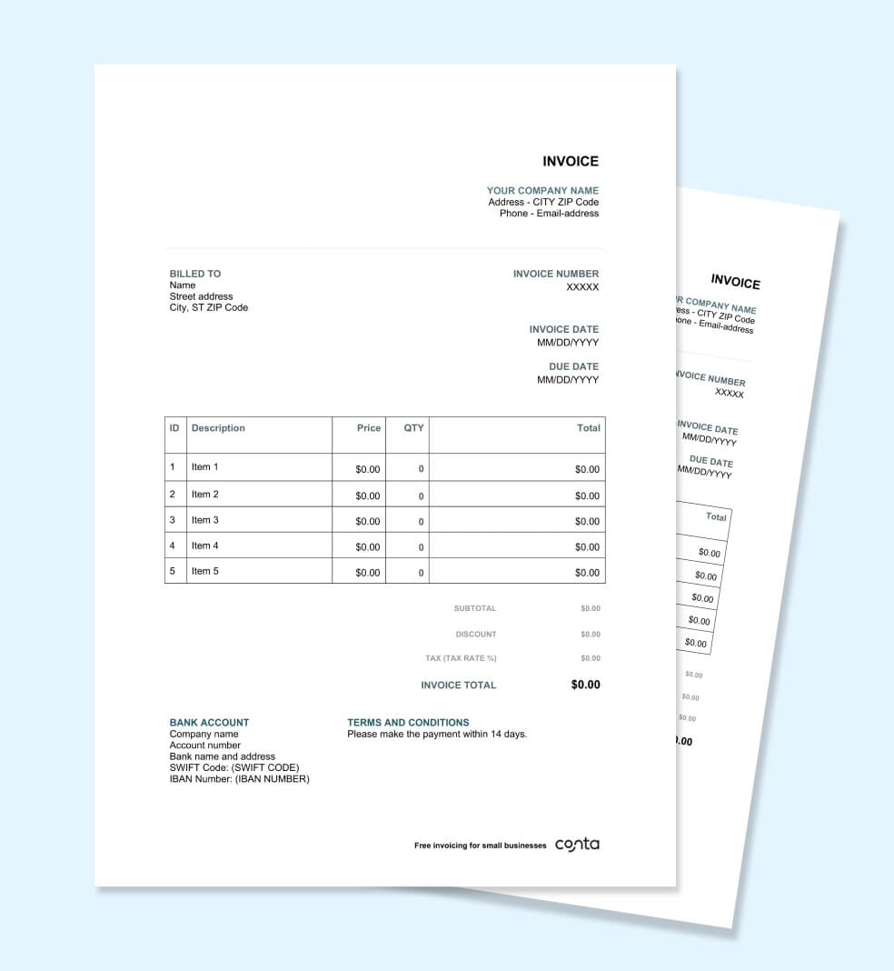 free printable invoice template