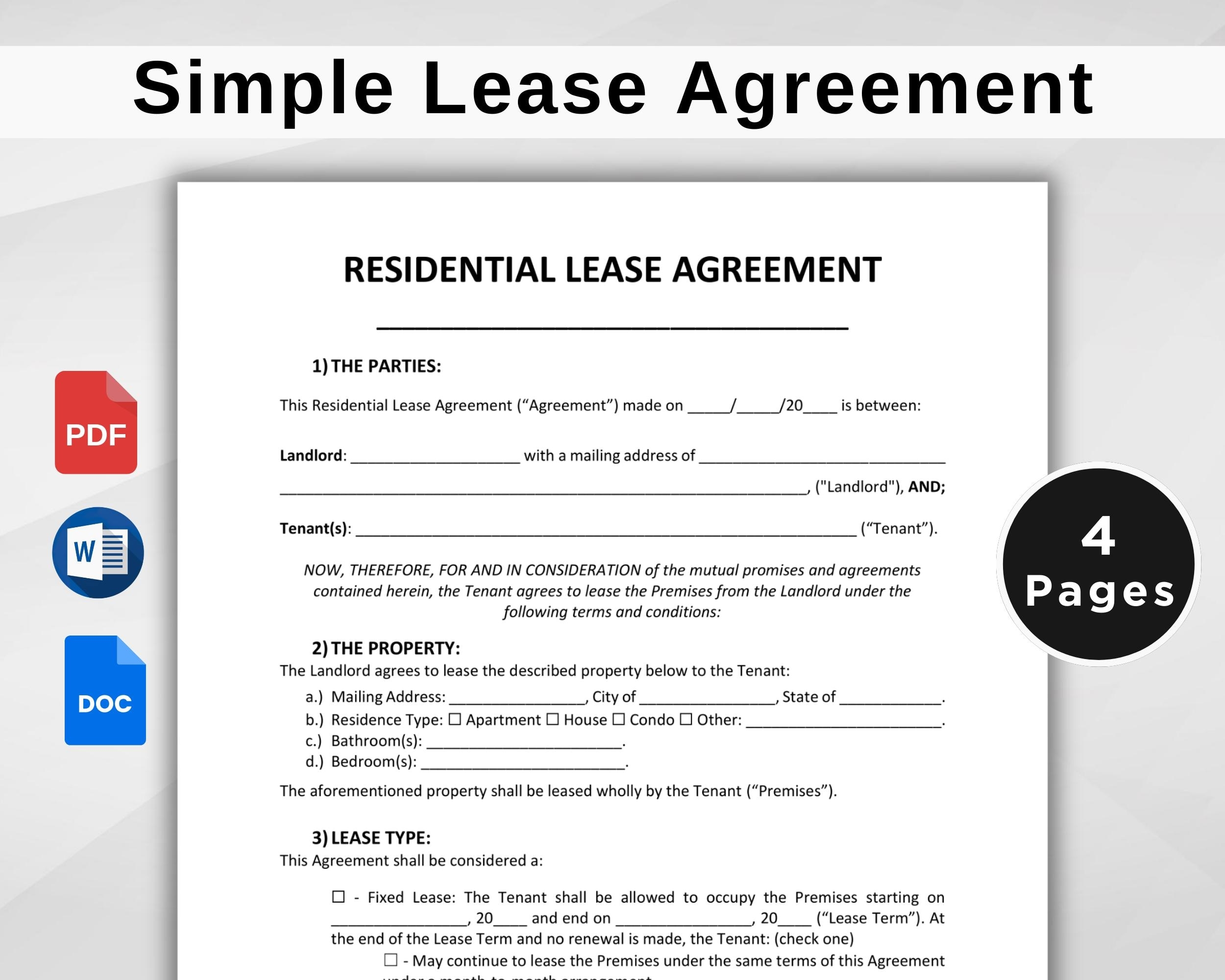 rental lease template printable