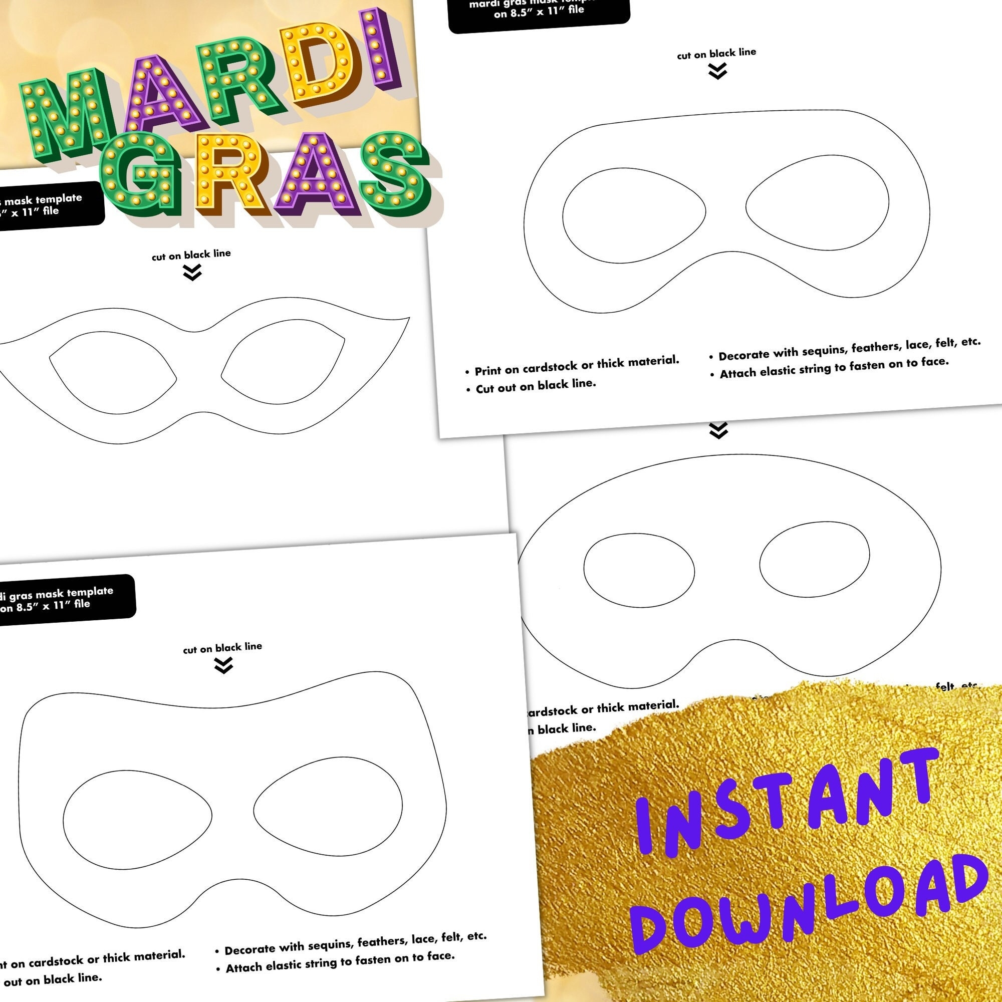 mardi gras mask template printable