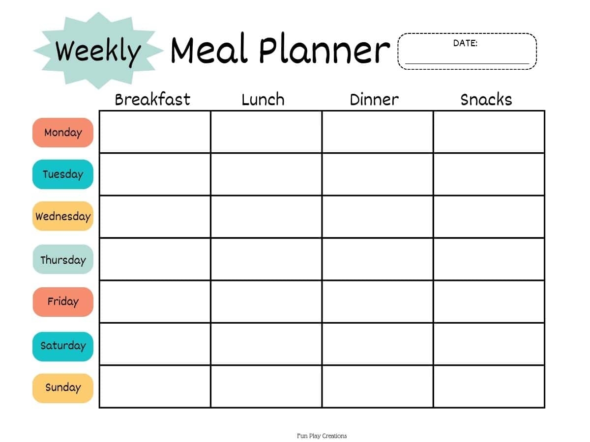 Printable Meal Planner Templates Free PDF  Printable Meal Planner Templates Free PDF