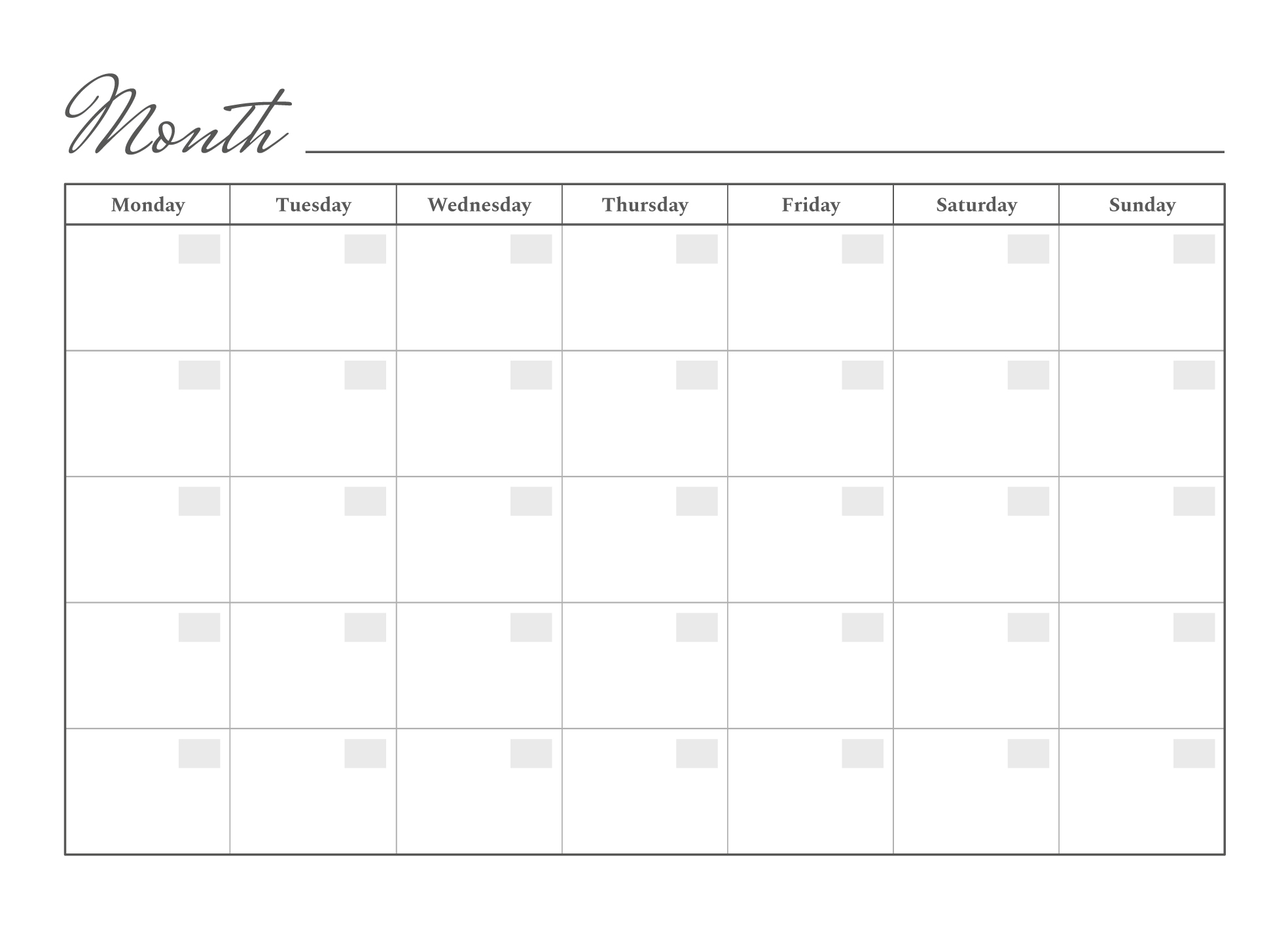 printable monthly calendar planner