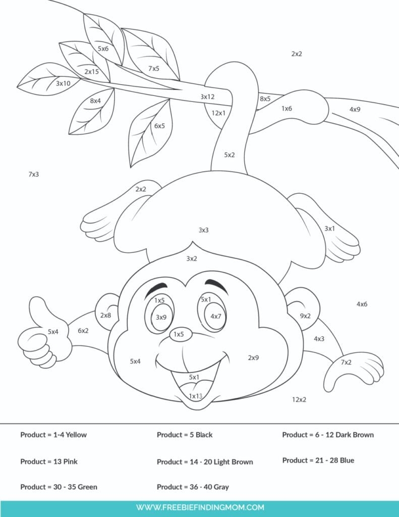 multiplication coloring page threes