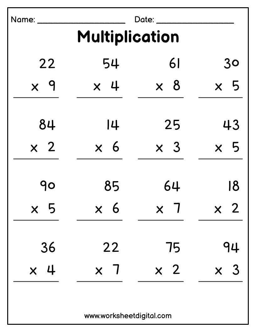 Printable Multiplication Worksheets 2 Digit X 1 Digit PDF Etsy New Zealand Printable Multiplication Worksheets 2 Digit X 1 Digit PDF Etsy New Zealand