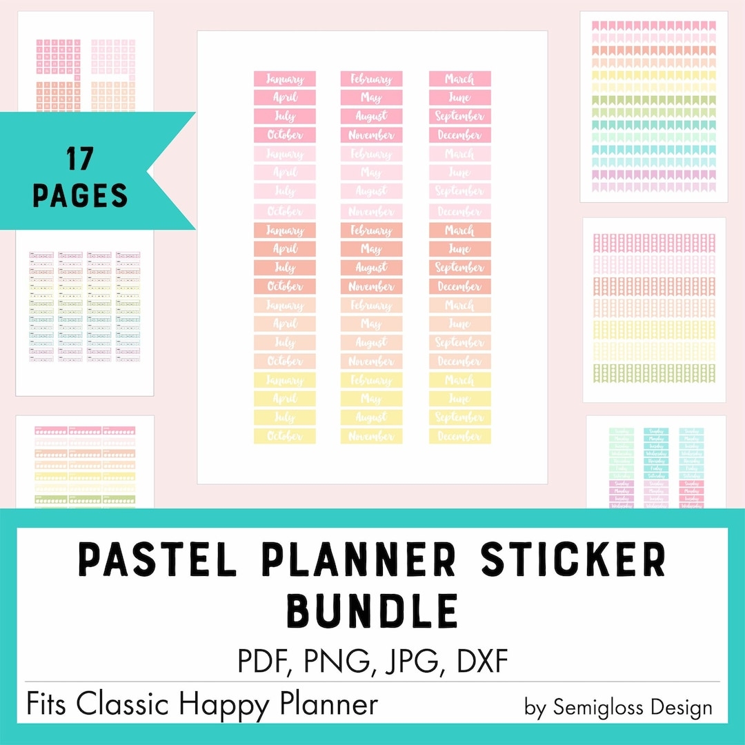 Printable Planner Stickers Bundle Pastell Planner Sticker Funktionelle Sticker Set Passend F r Classic Happy Planner Etsy de