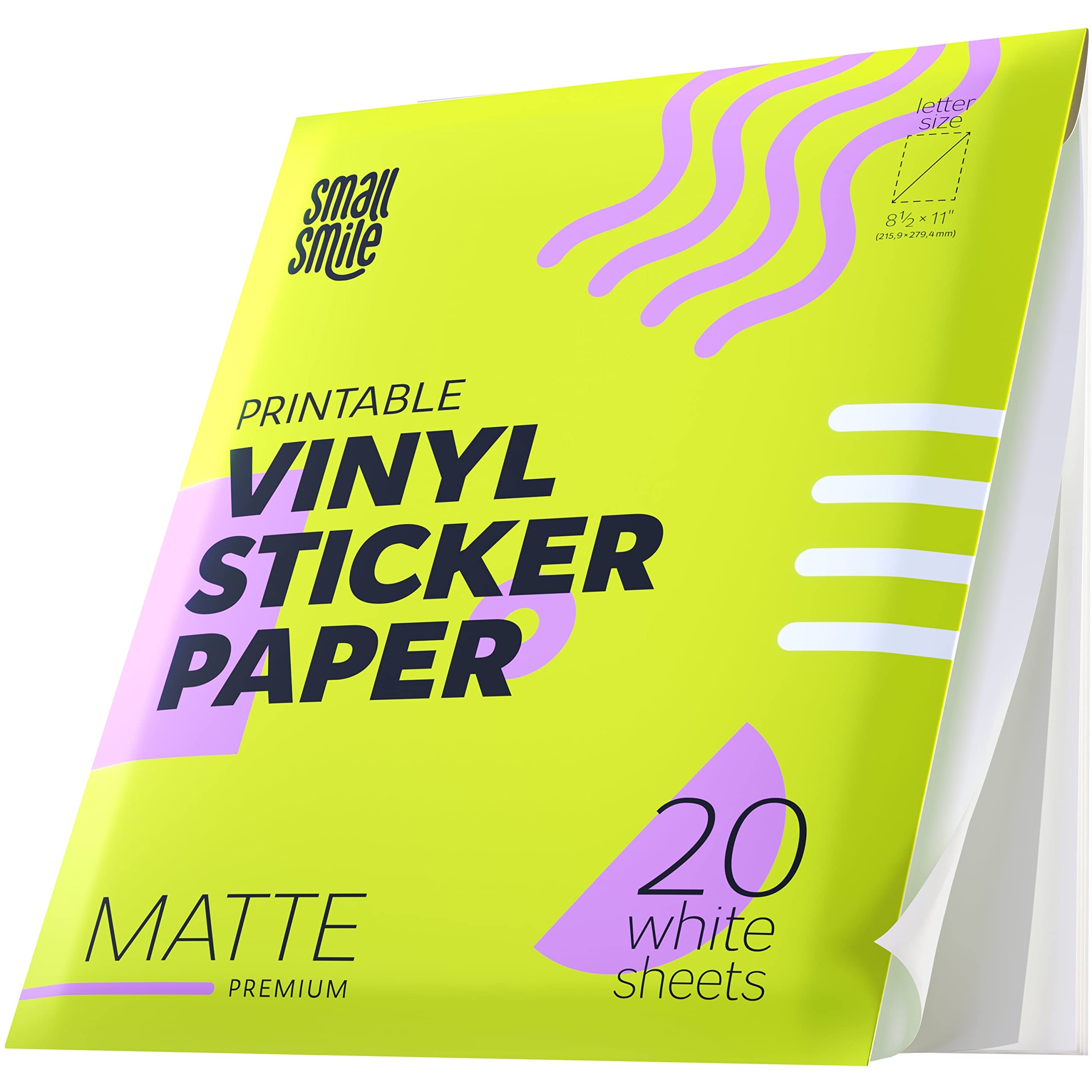 Printable Premium Vinyl Sticker Paper For Inkjet Printers And Lasers 20 Matte Sticker Paper Waterproof 8 5 11 Sticker Sheets Quick Drying Best Durability Ideal For Amazon de Stationery Office Supplies