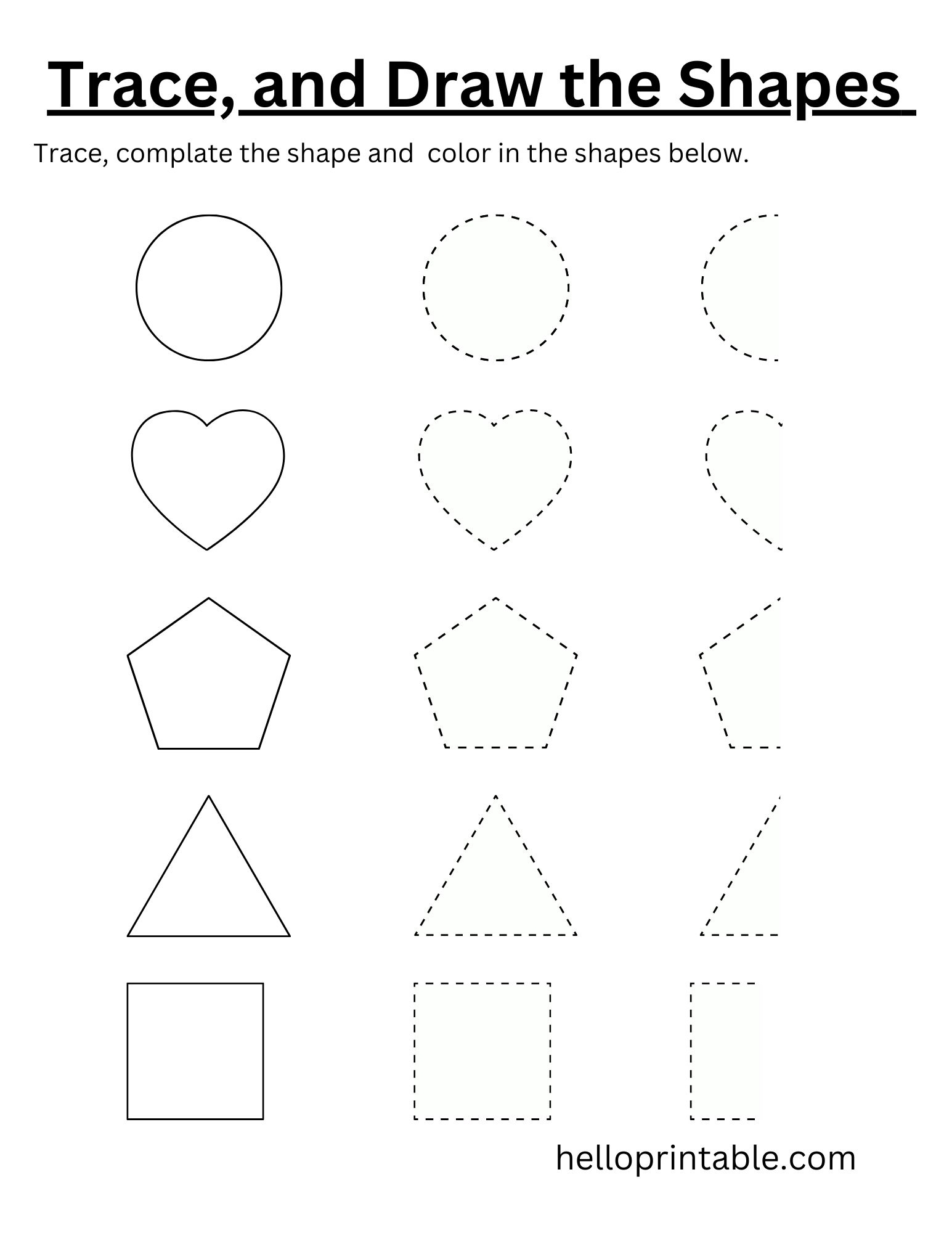 shapes worksheet for kg shapes worksheet for kg