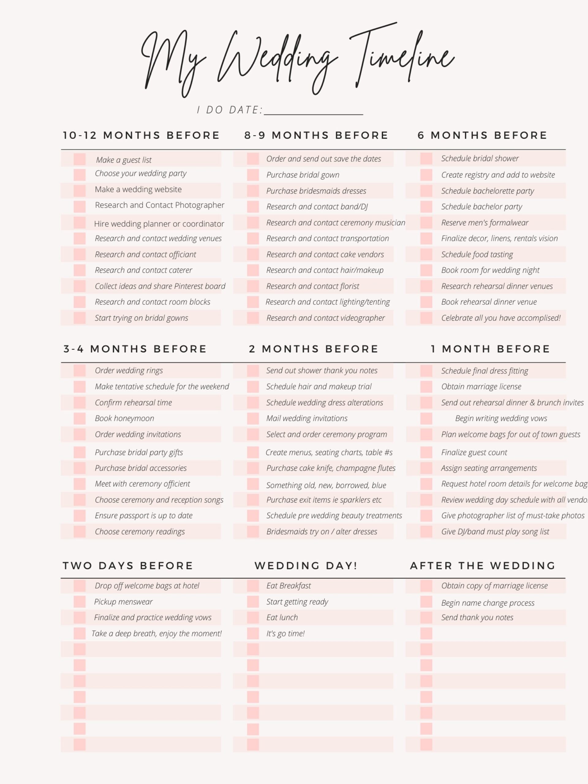 Printable Wedding Planner For Download Wedding Planning Timeline Wedding Planning Timeline Checklist Wedding Planner Printable Etsy