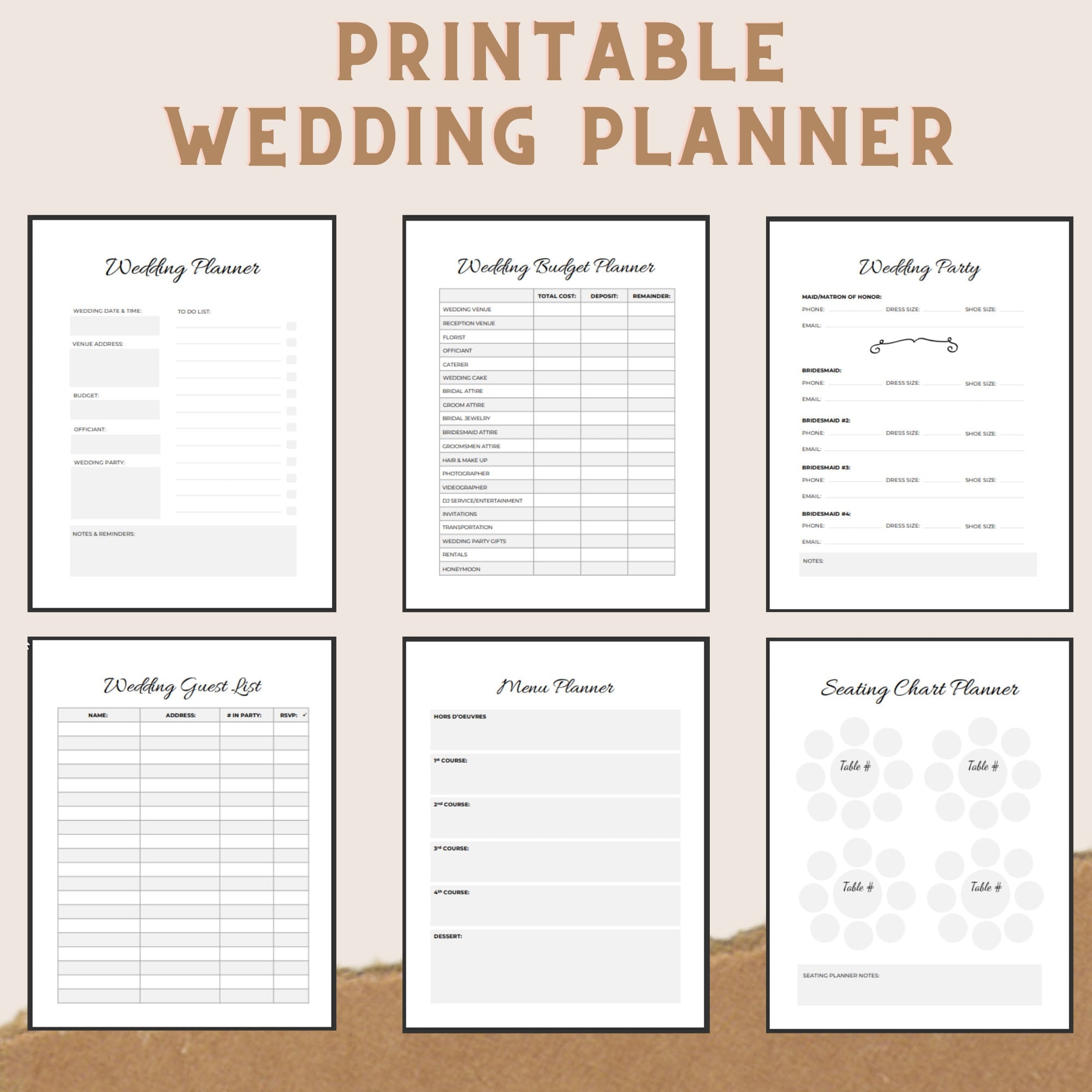 Printable Wedding Planner Kit For Organizing Your Dream Wedding Etsy