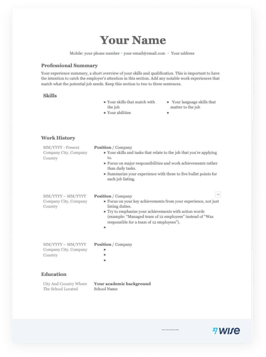 free and printable resume templates