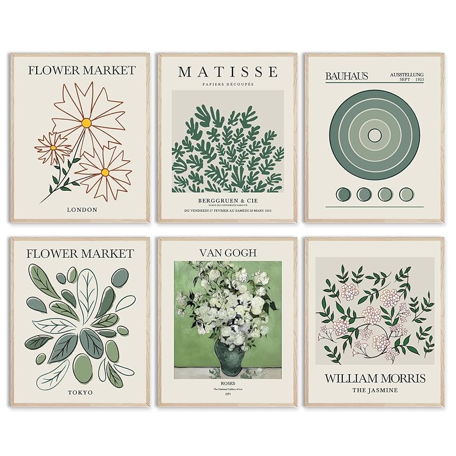 Sage Green Wall Art Prints Posters Vintage Boho Wall Decor Prints Abstract Matisse Wall Art Posters Pictures For Gallery Room Aesthetic Living Room Bathroom Bedroom Decor 20 3x Amazon de