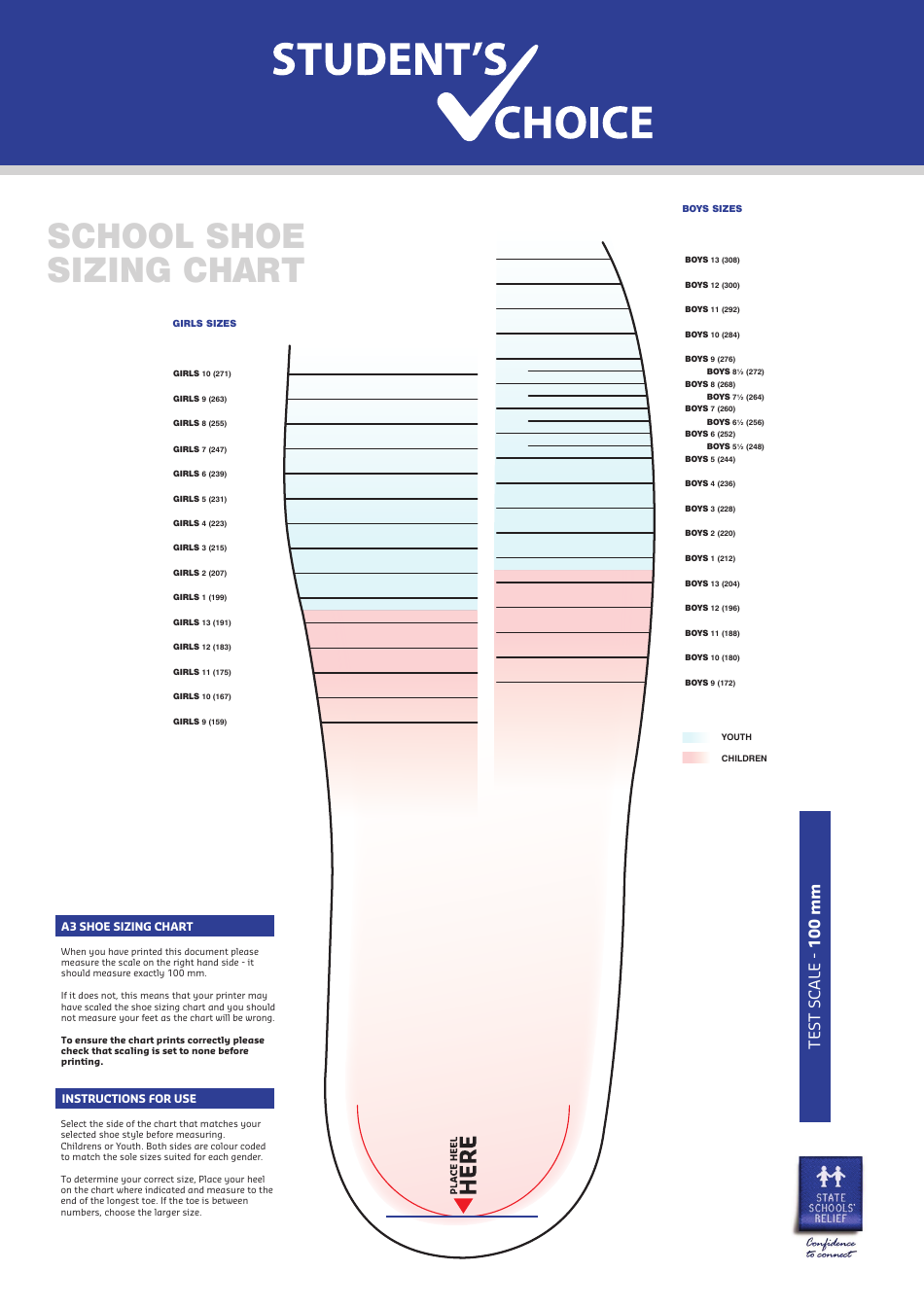 printable shoe size template pdf