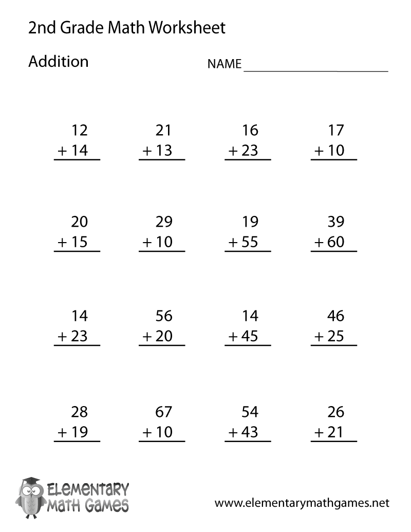 second grade math worksheets