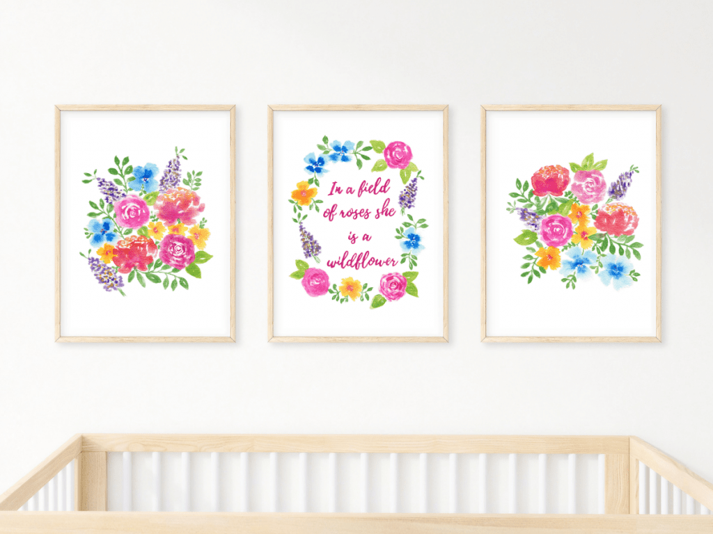 Set Of 3 Floral Nursery Prints Free Printables Handmade Weekly