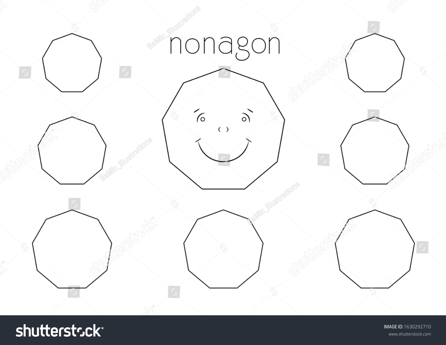 Shapes Names Nonagon Polygon Nine Sides Stockillustration 1630292710 Shutterstock