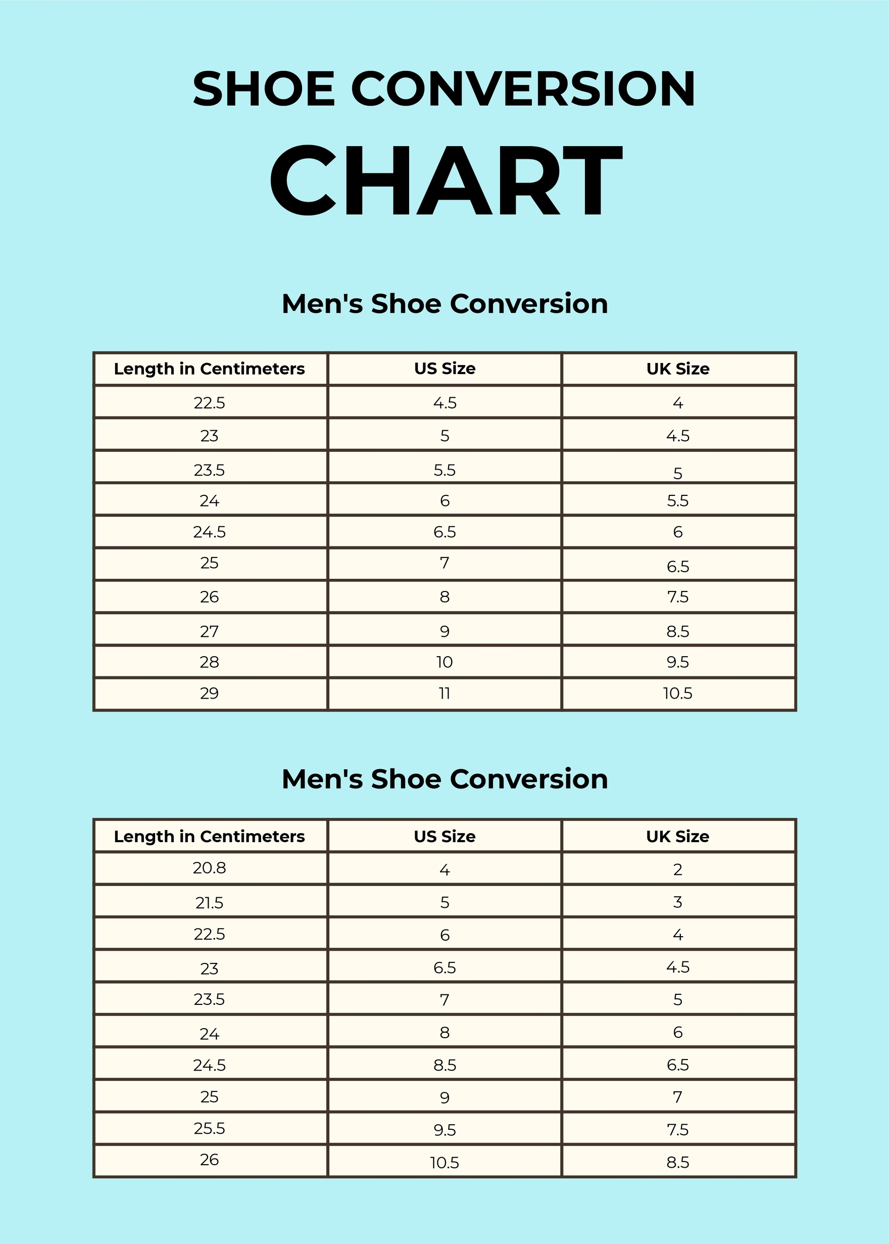 chart pdf template printable shoe size chart for adults