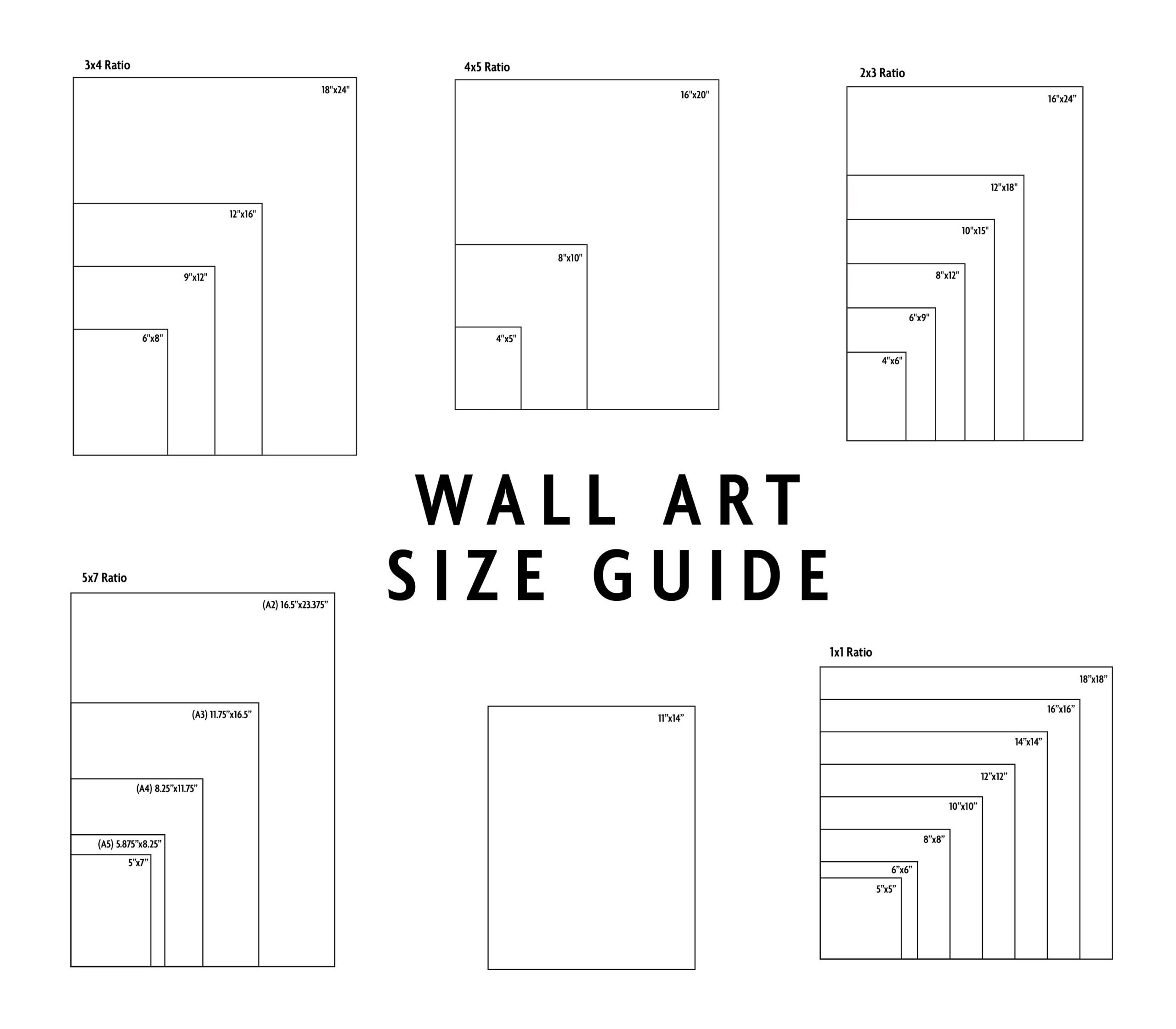 Size Guide Pngs For Wall Art And Printables Including Most Popular Frame Sizes Digital Download Simple Artwork Etsy Seller File Etsy