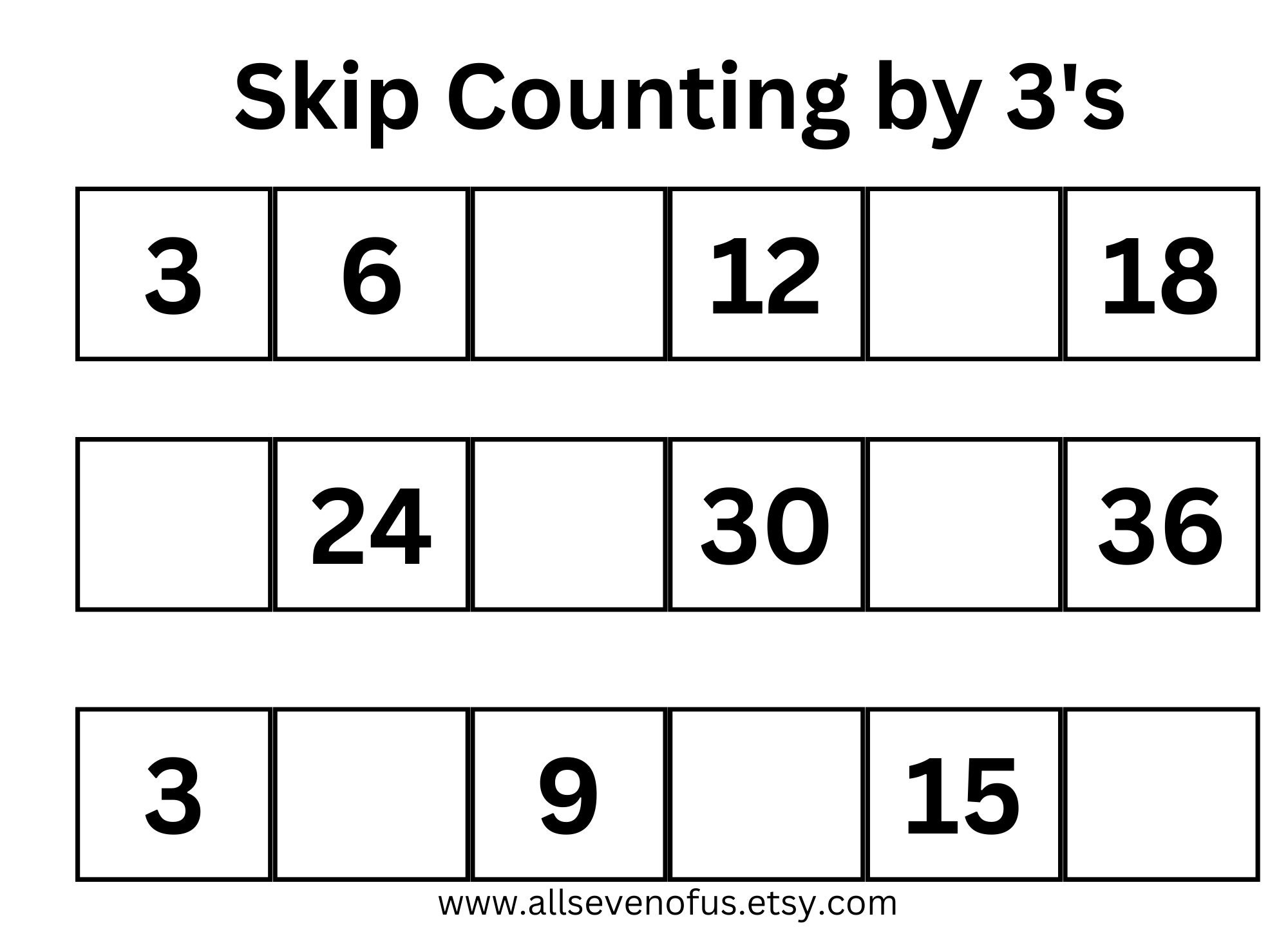 Skip Counting By 3 s Etsy