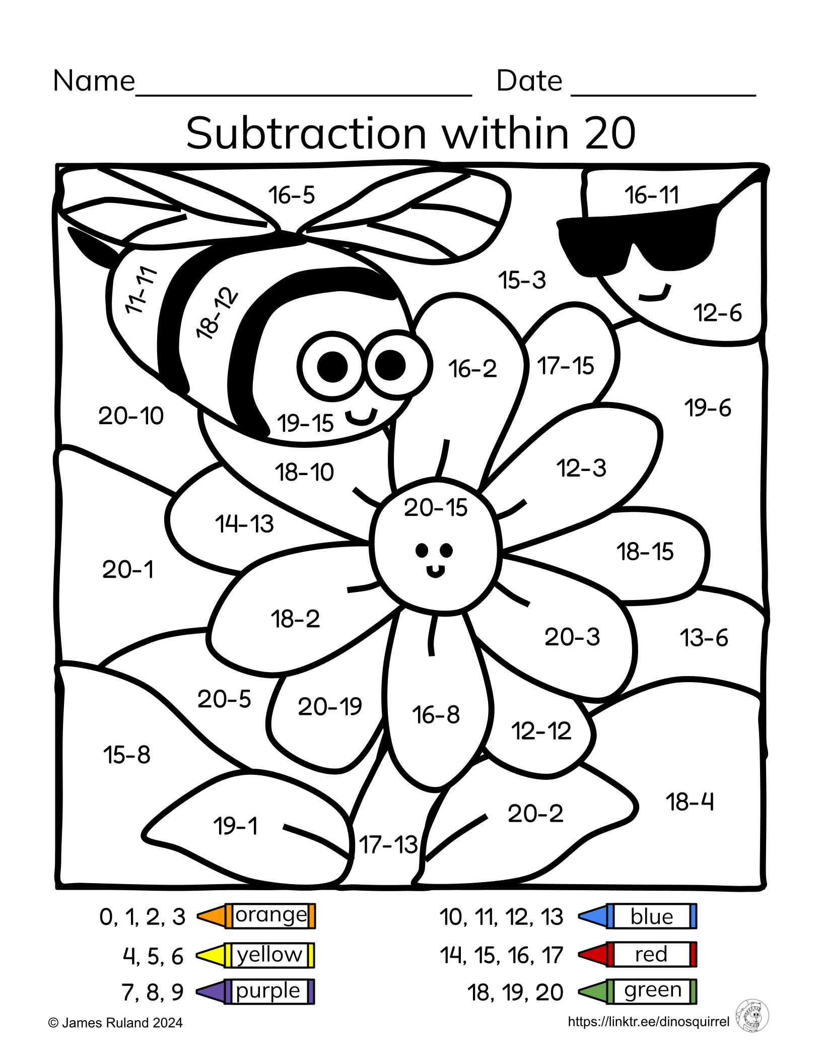 SPRING Color By ADDITION And SUBTRACTION Within 20 Math Facts Practice Fluency Classful SPRING Color By ADDITION And SUBTRACTION Within 20 Math Facts Practice Fluency Classful