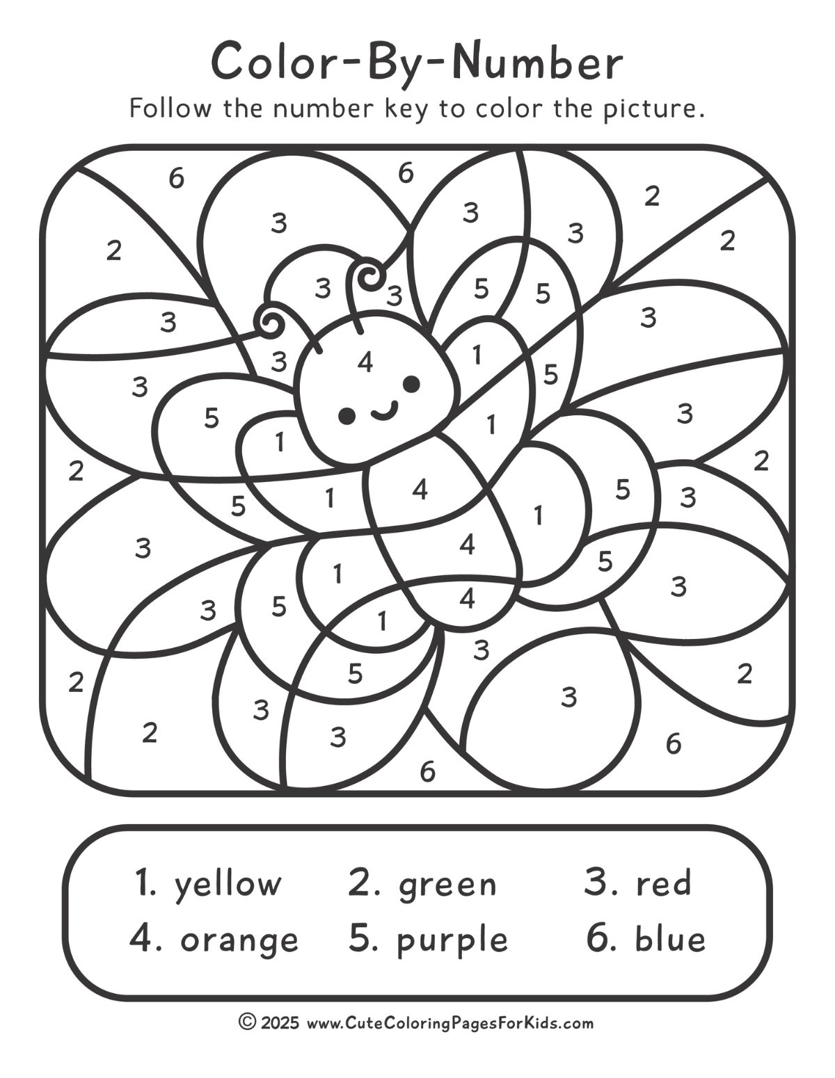 Spring Color By Number Free Printable Cute Coloring Pages For Kids