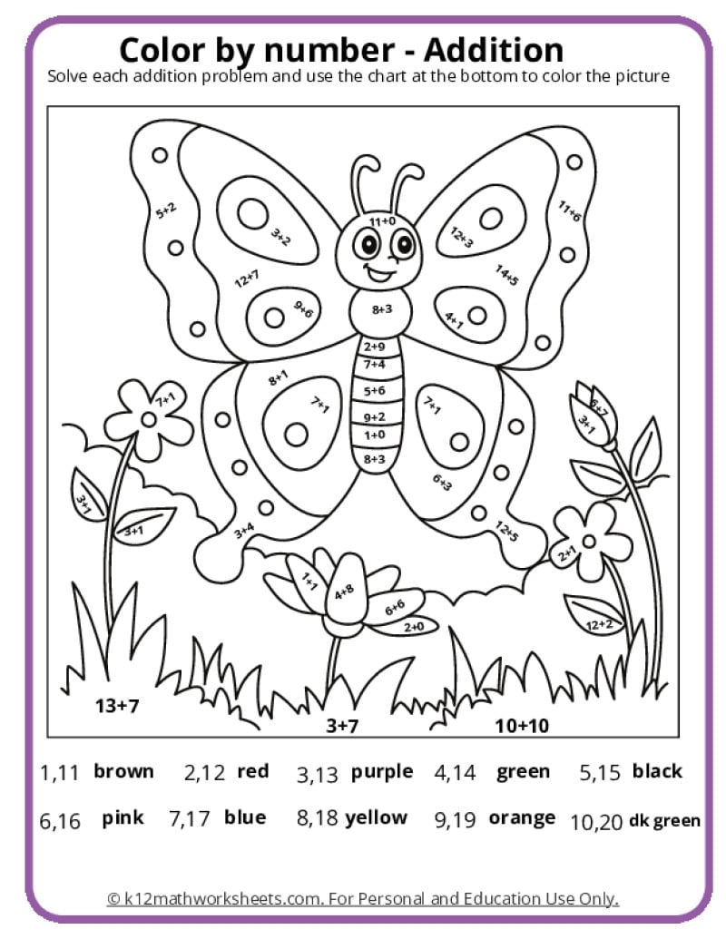 color by number sheets