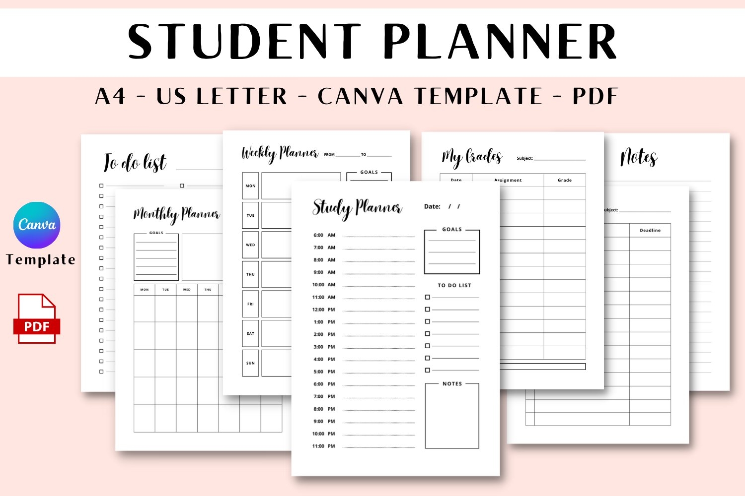 Student Planner Canva Template PDF Printable 2064912 