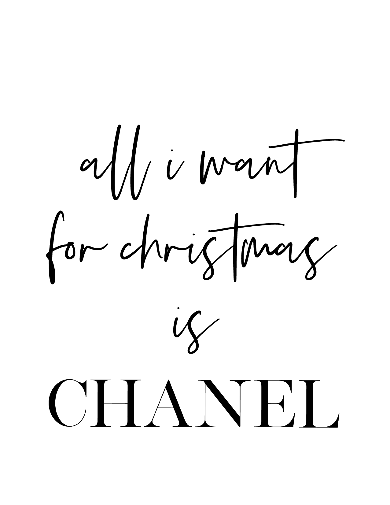 Stunning And Free All I Want For Christmas Is Chanel Wall Art Print