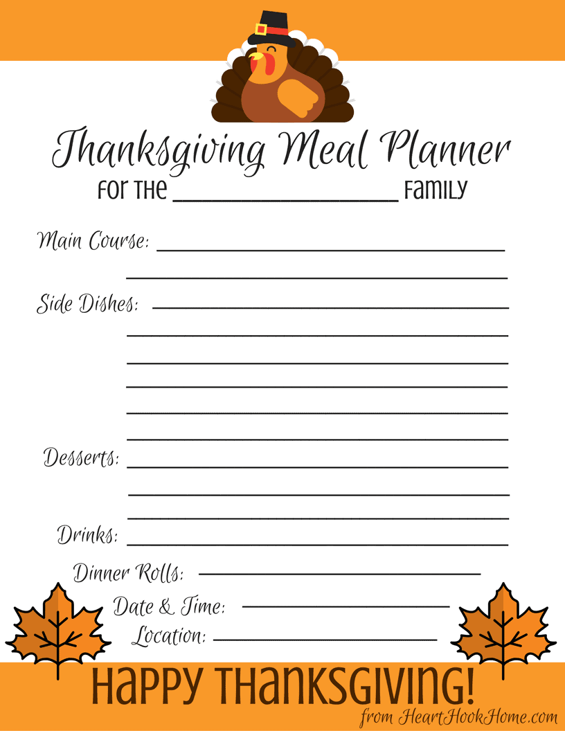 Thanksgiving Meal Planner Free Printable Download Thanksgiving Meal Planner Free Printable Download