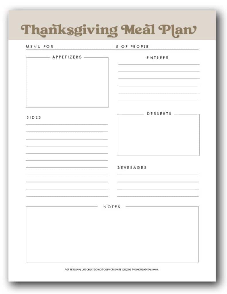 The Best Free Printable Thanksgiving Planner 8 Pages The Incremental Mama