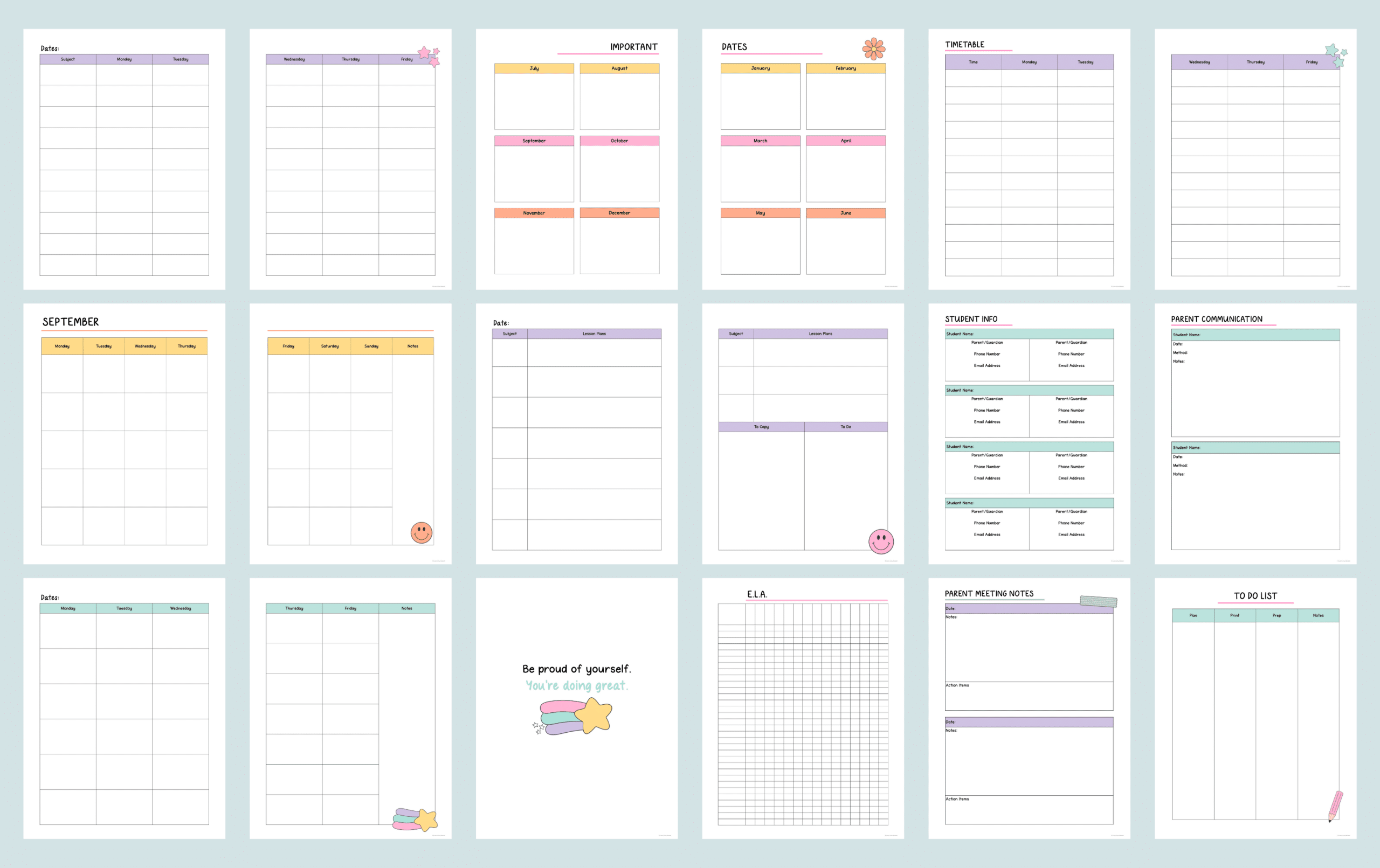 The Best Simple Printable Teacher Planner Learn Grow Blossom