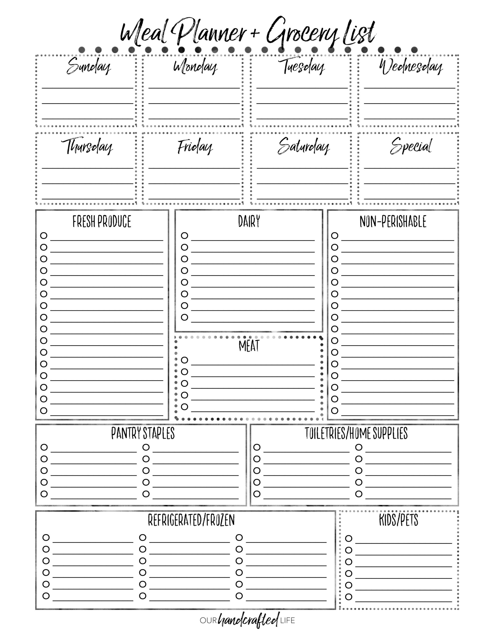 free printable meal planner