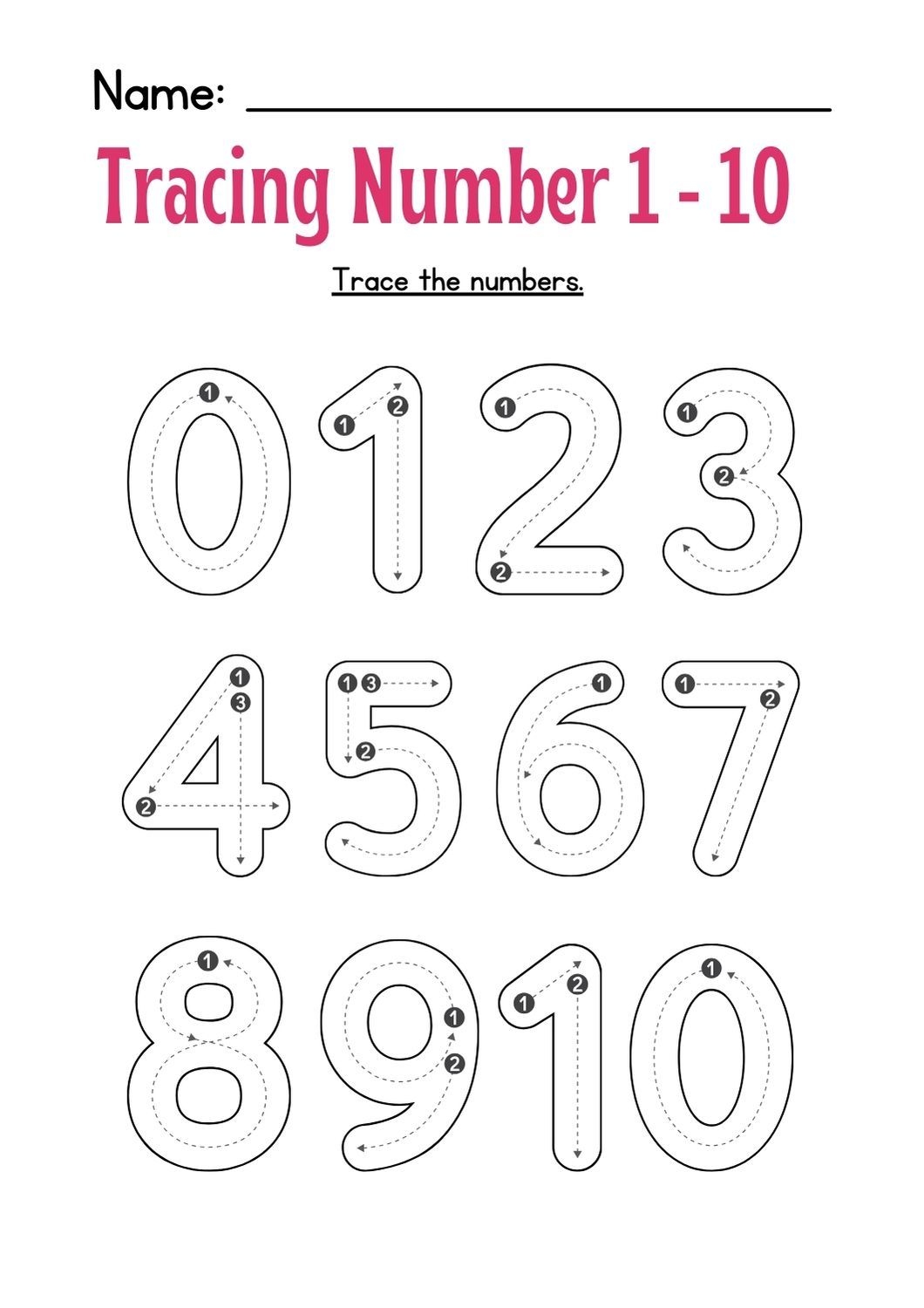 Tracing Numbers 1 10 By Lordyfontanilla Raket PH