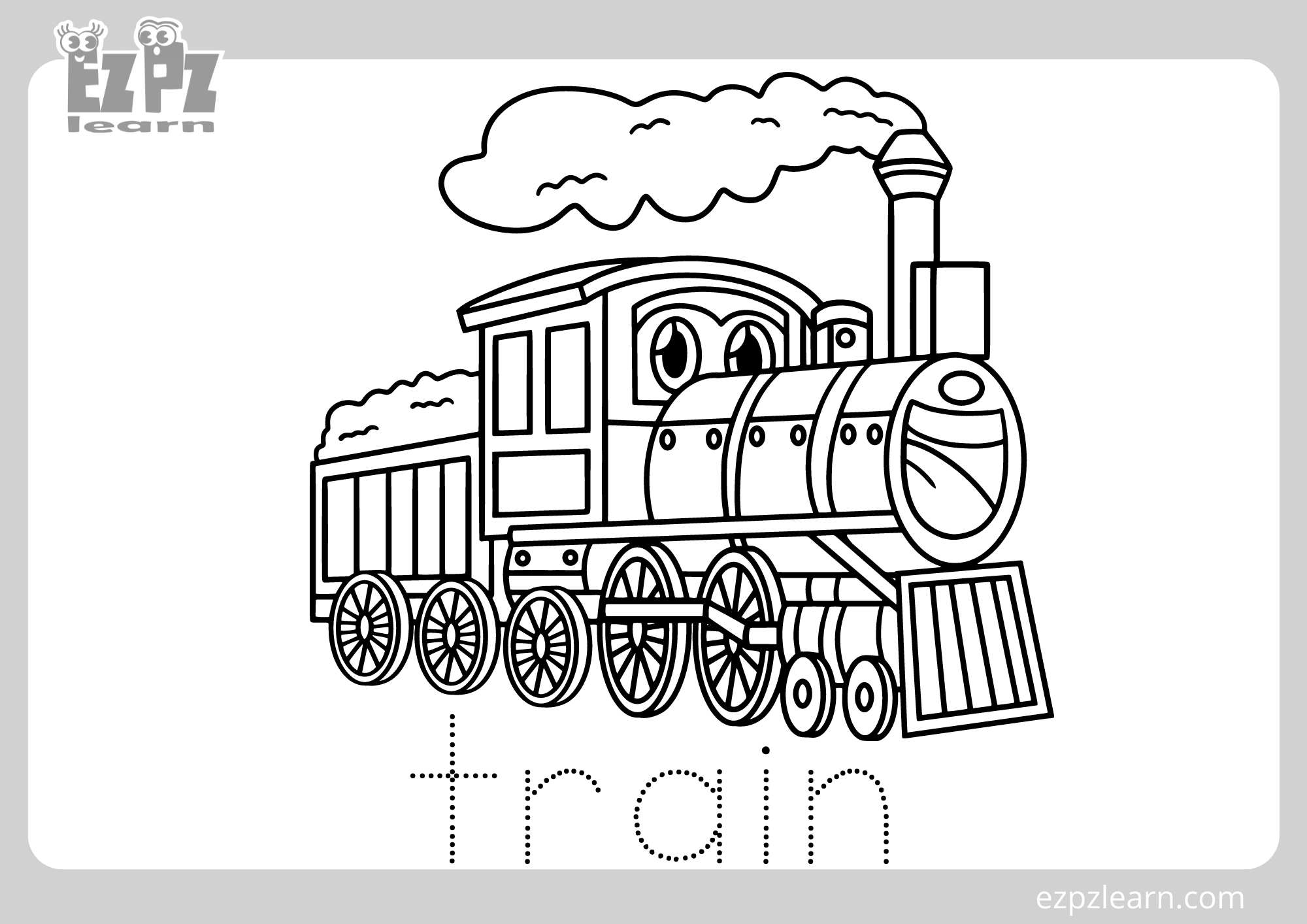Train Coloring Page For Kids Free PDF Download Ezpzlearn