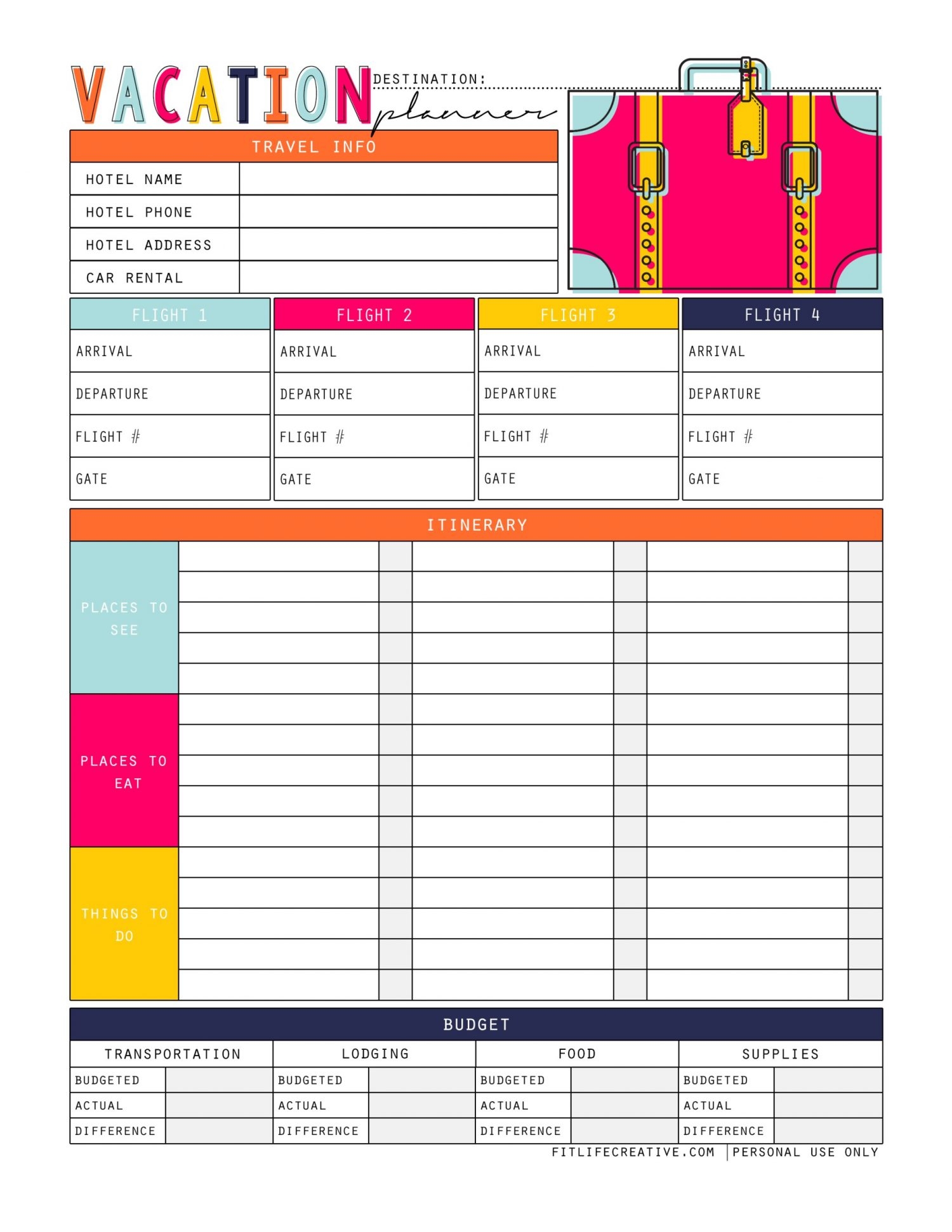 free printable trip planner
