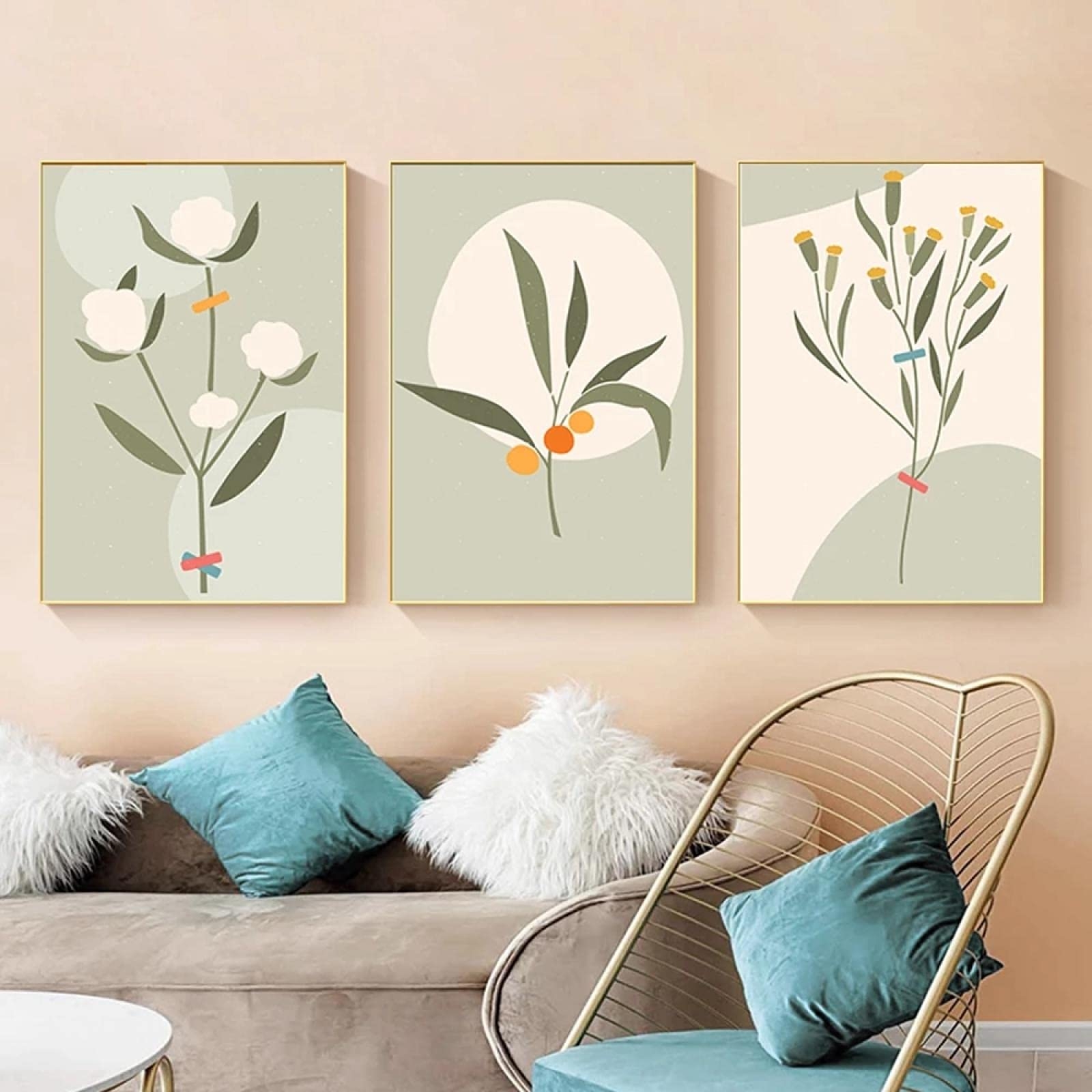 Wall Art Scandinavian Poster Green Plants Leaf Canvas Painting Nordic Style Print Minimalist Living Room Decoration 50x70cm 19 7 x27 6 X3 No Frame Amazon co uk Home Kitchen
