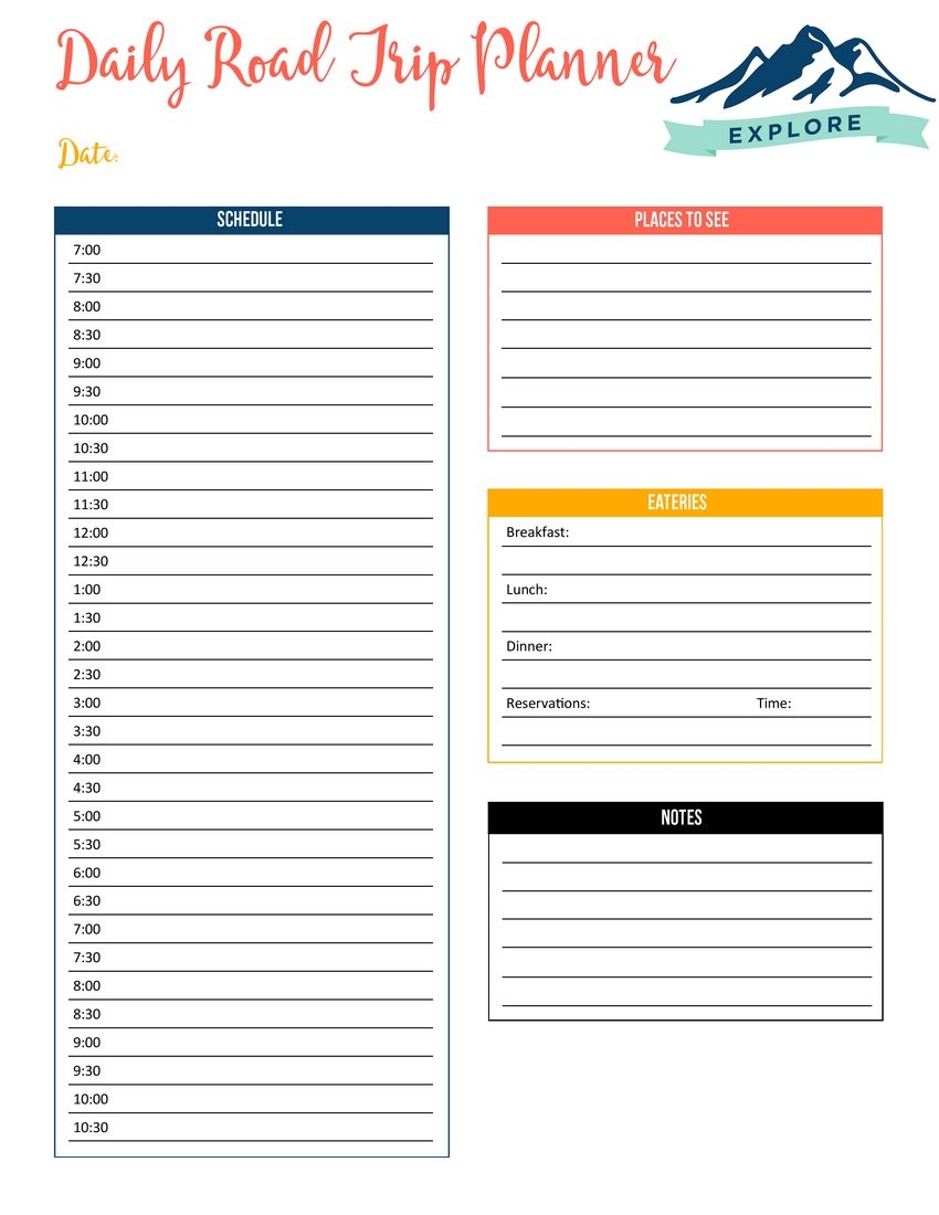 printable vacation planner