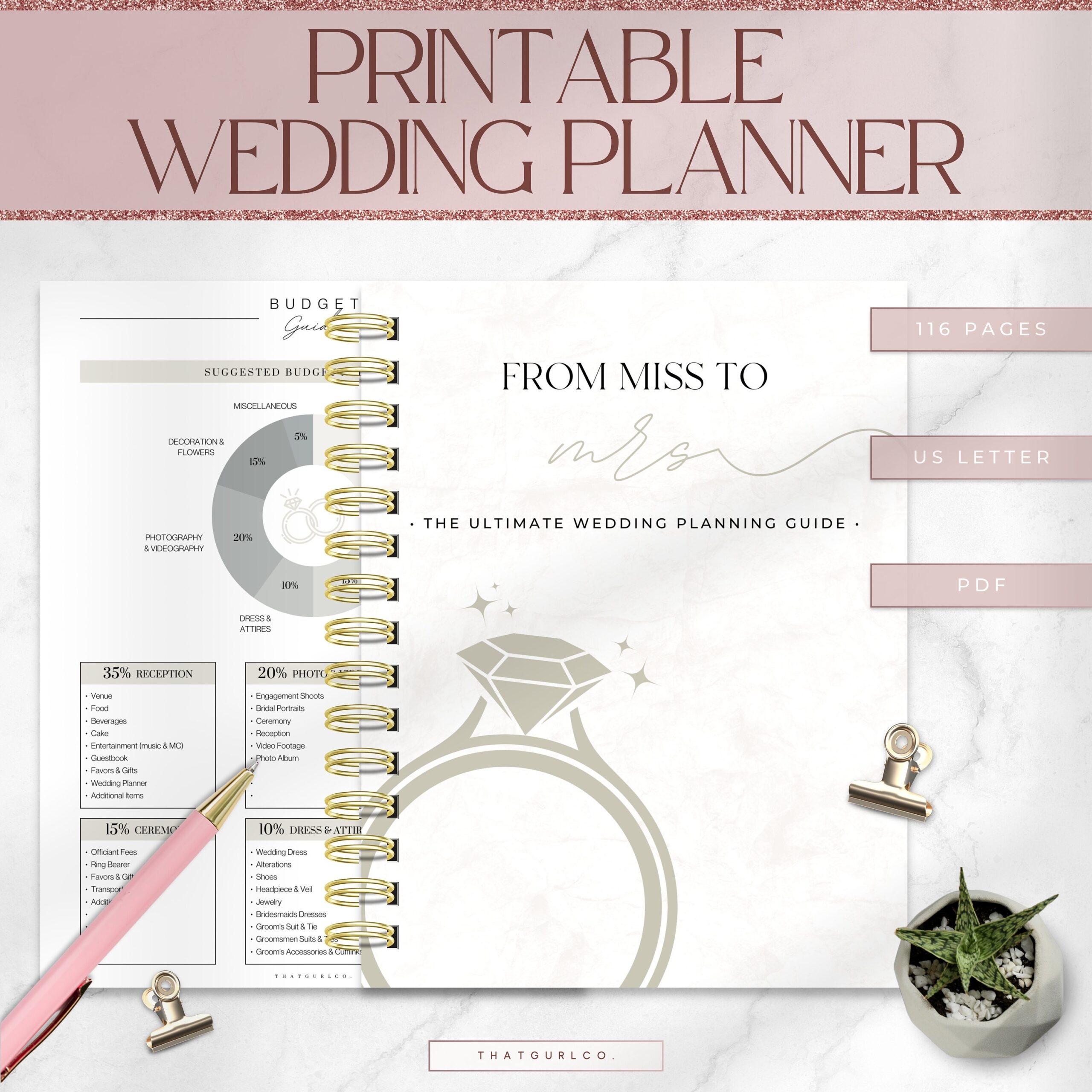 Wedding Planner Printable Printable Wedding Planner Kit Wedding Planning Book Wedding Planner Organizer Instant Download US Letter Etsy de