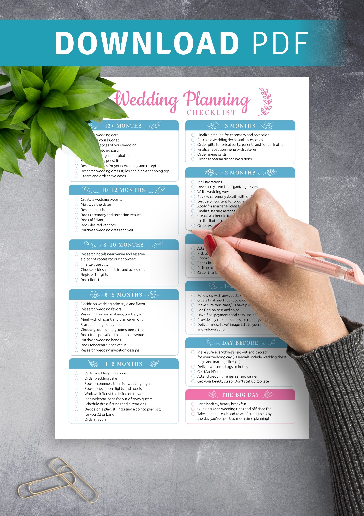 free wedding planner checklist printable