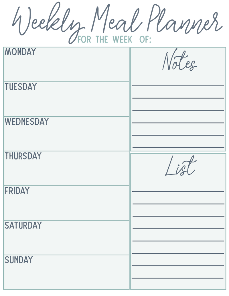 printable weekly meal planner