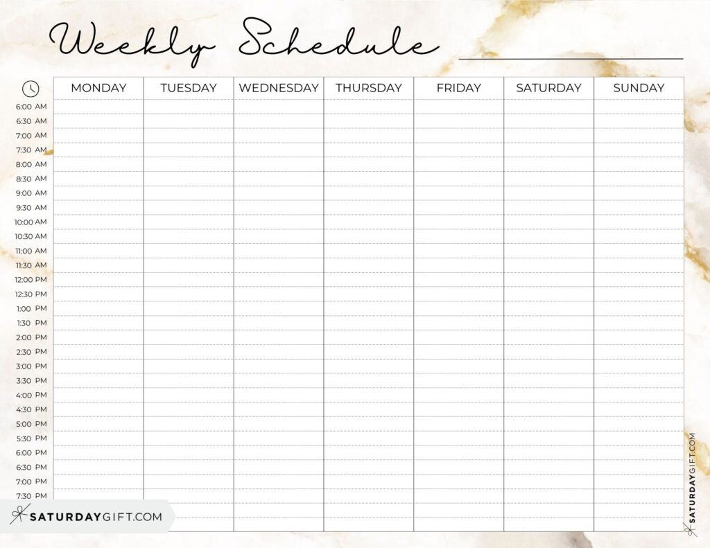 blank weekly planner printable