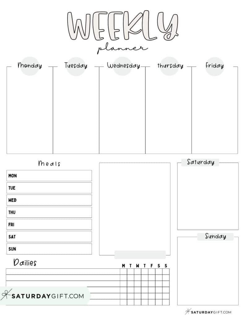 Weekly Planner Printable 39 Cute Free Weekly Calendar Templates SaturdayGift