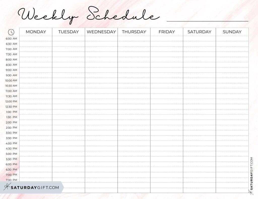 Weekly Planner Printable 39 Cute Free Weekly Calendar Templates SaturdayGift