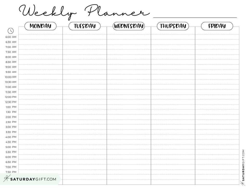 Weekly Planner Printable 39 Cute Free Weekly Calendar Templates SaturdayGift