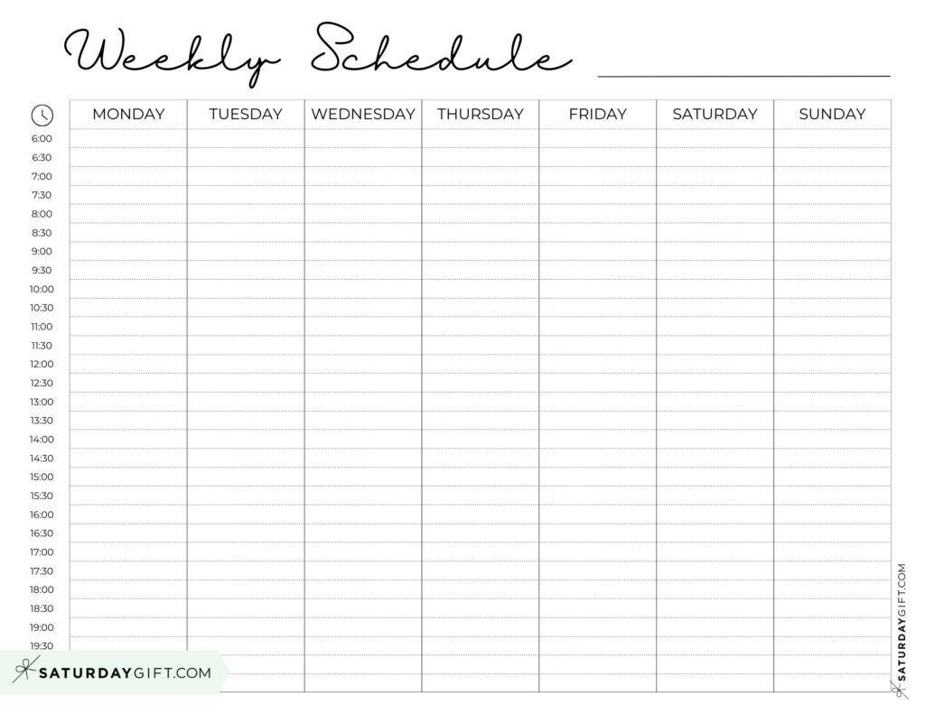 hourly planner free printable