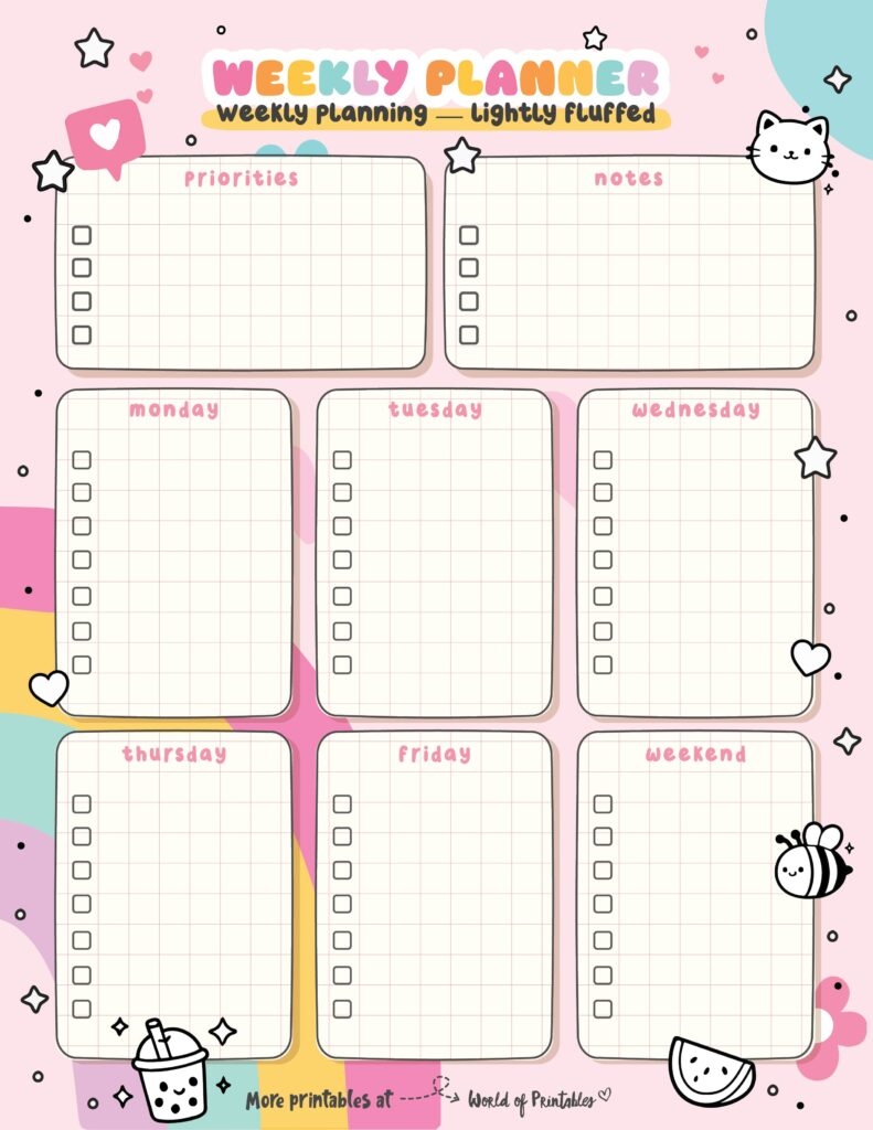 printable cute weekly planner